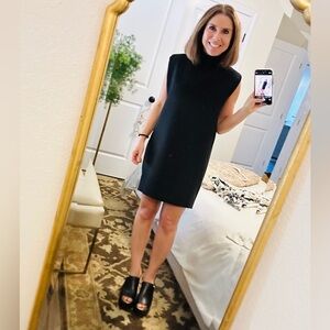 Zara LBD! Shoulder padded! High neck!Small cap sleeves! Tapered shape! Back zip